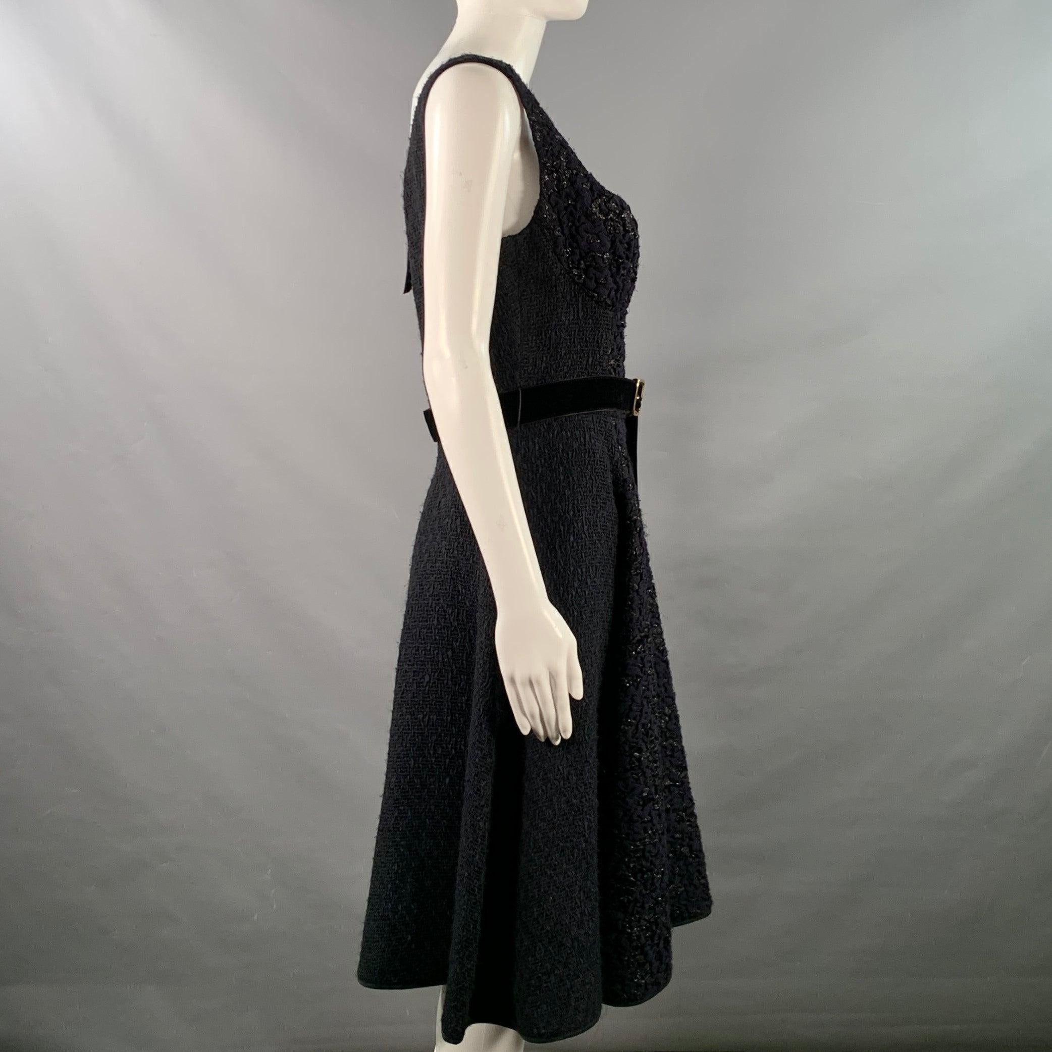 LOUIS VUITTON Taille 8 Robe de cocktail sans manches en acétate noir et bleu nuit Excellent état - En vente à San Francisco, CA