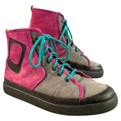 LOUIS VUITTON Size 8 Purple Grey GO 0023 Mixed Fabrics High Top Sneakers