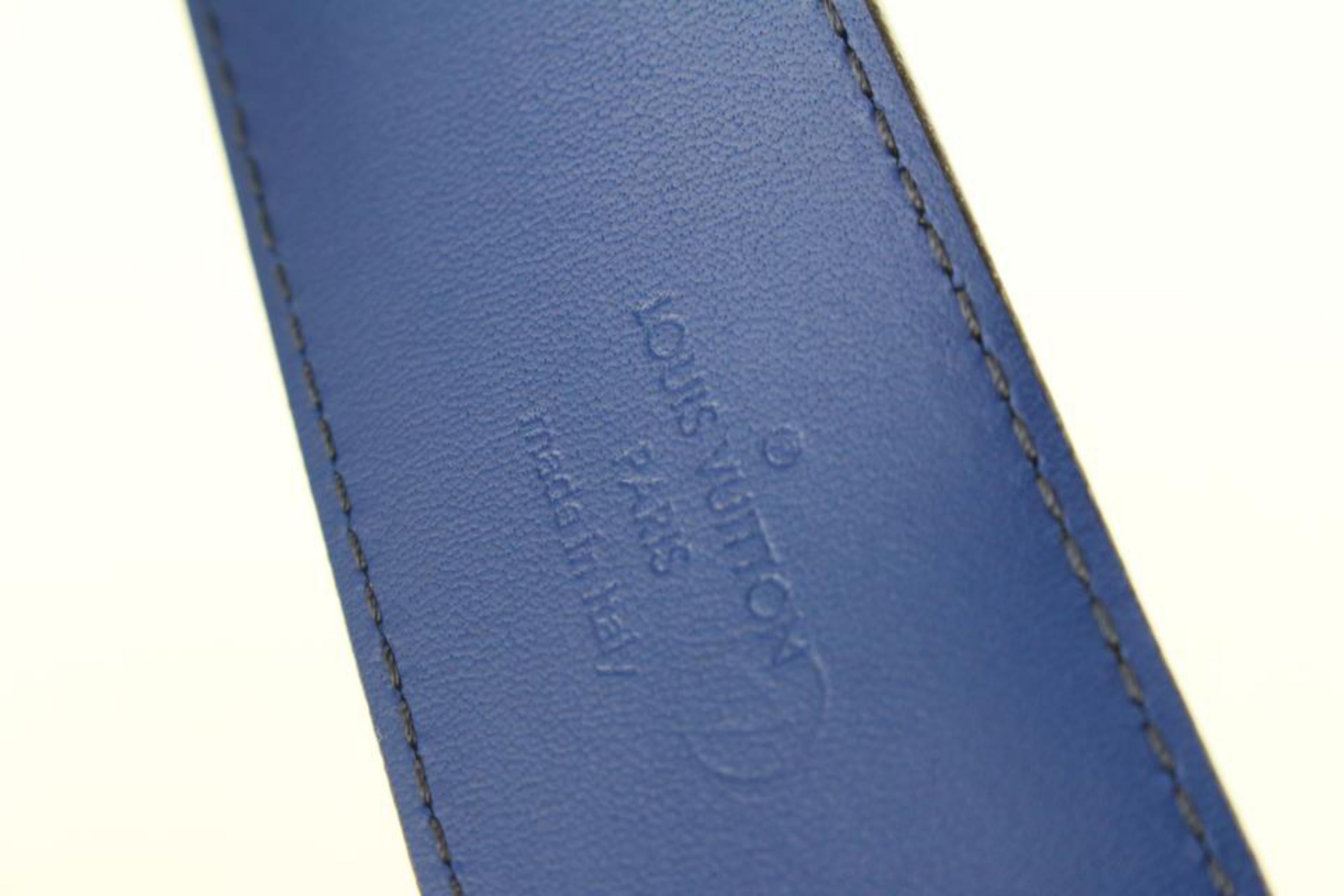 Louis Vuitton Size 85/34 40mm Initials Blue Taurillon Leather  Belt 65lk817s 3