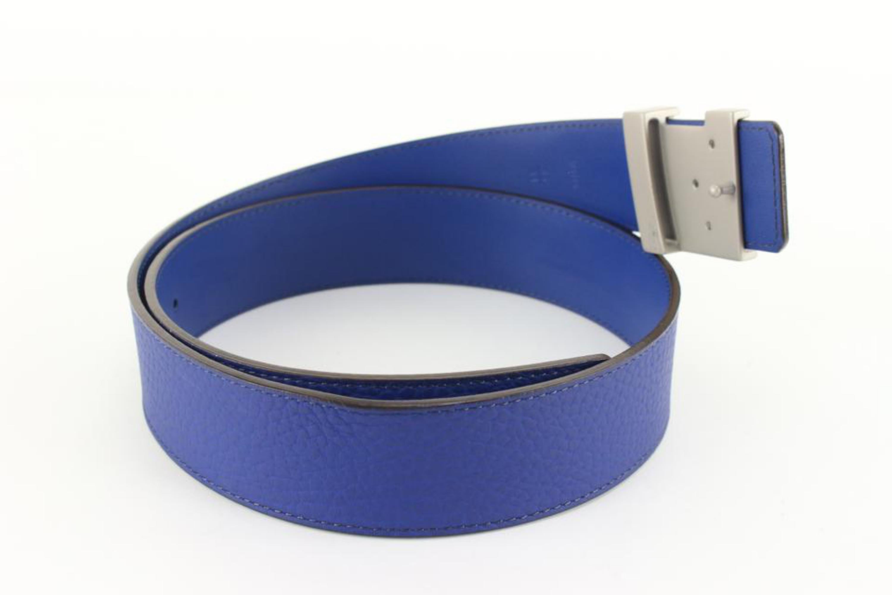 Louis Vuitton Size 85/34 40mm Initials Blue Taurillon Leather  Belt 65lk817s 5