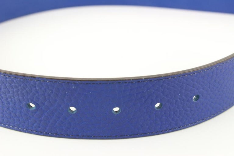Louis Vuitton LV City Pin 35mm Belt Blue Leather. Size 85 cm