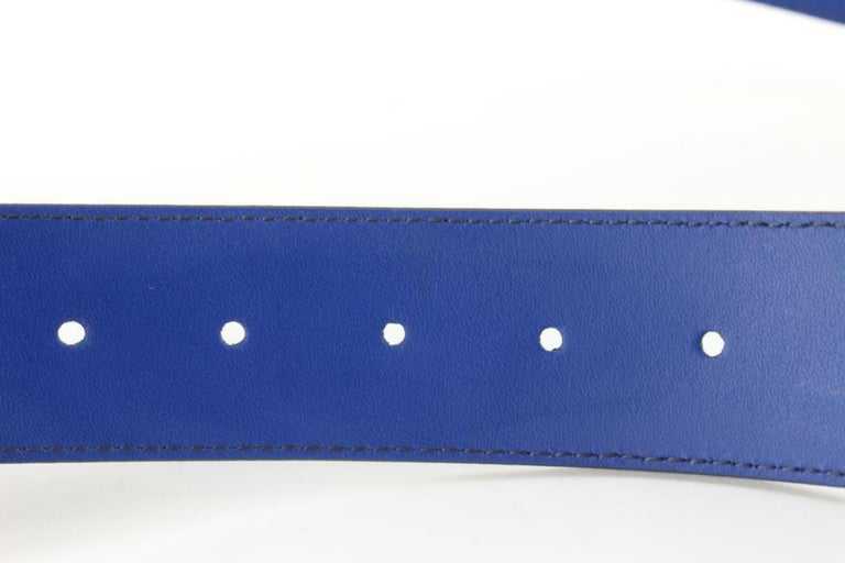 Louis Vuitton Size 85/34 40mm Initials Blue Taurillon Leather Belt