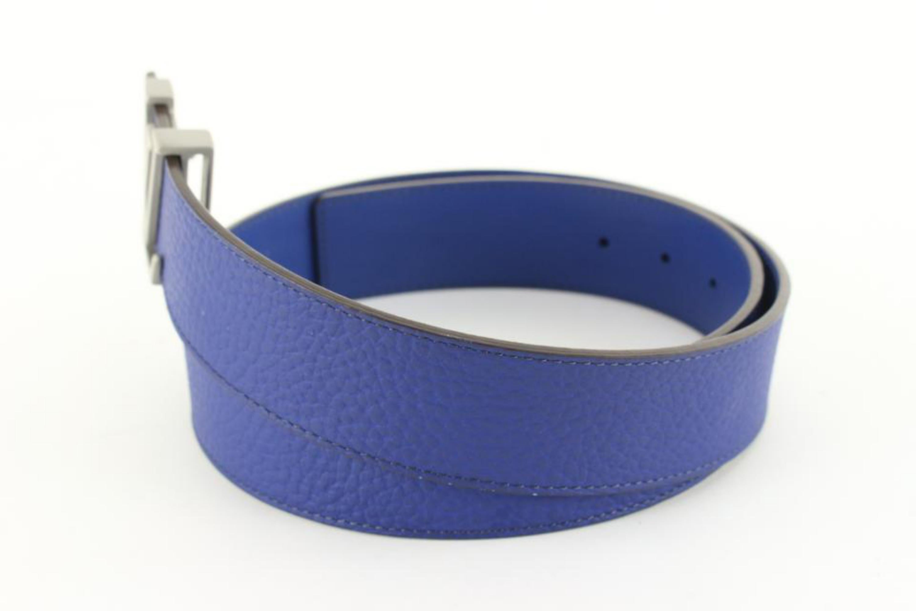 Women's Louis Vuitton Size 85/34 40mm Initials Blue Taurillon Leather  Belt 65lk817s