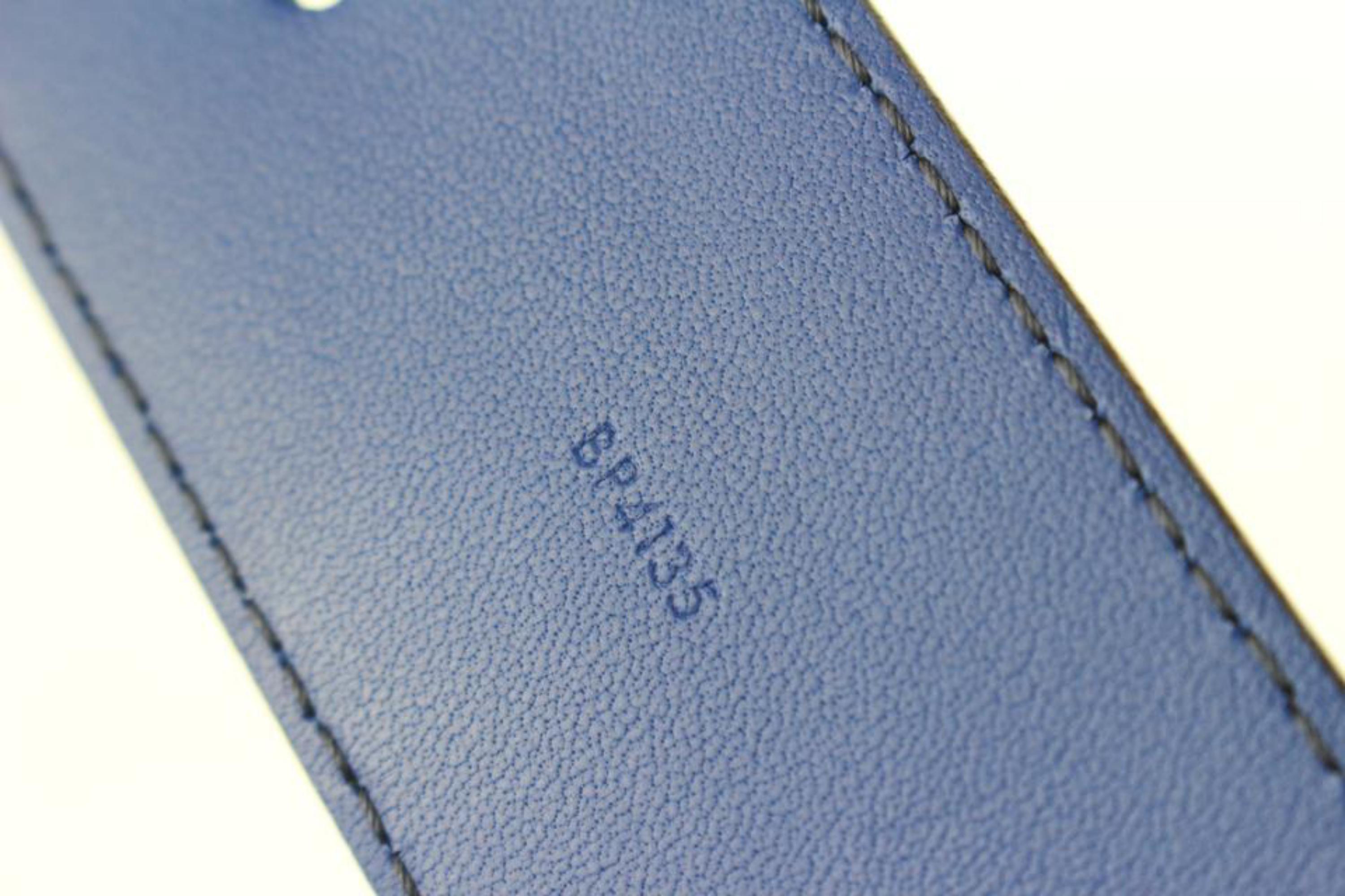 Louis Vuitton Size 85/34 40mm Initials Blue Taurillon Leather  Belt 65lk817s 1