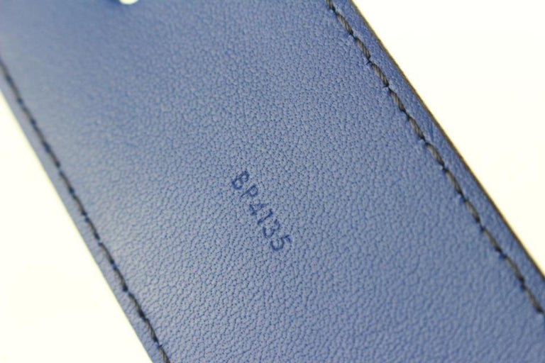 Louis Vuitton Size 85/34 40mm Initials Blue Taurillon Leather Belt 65lk817s