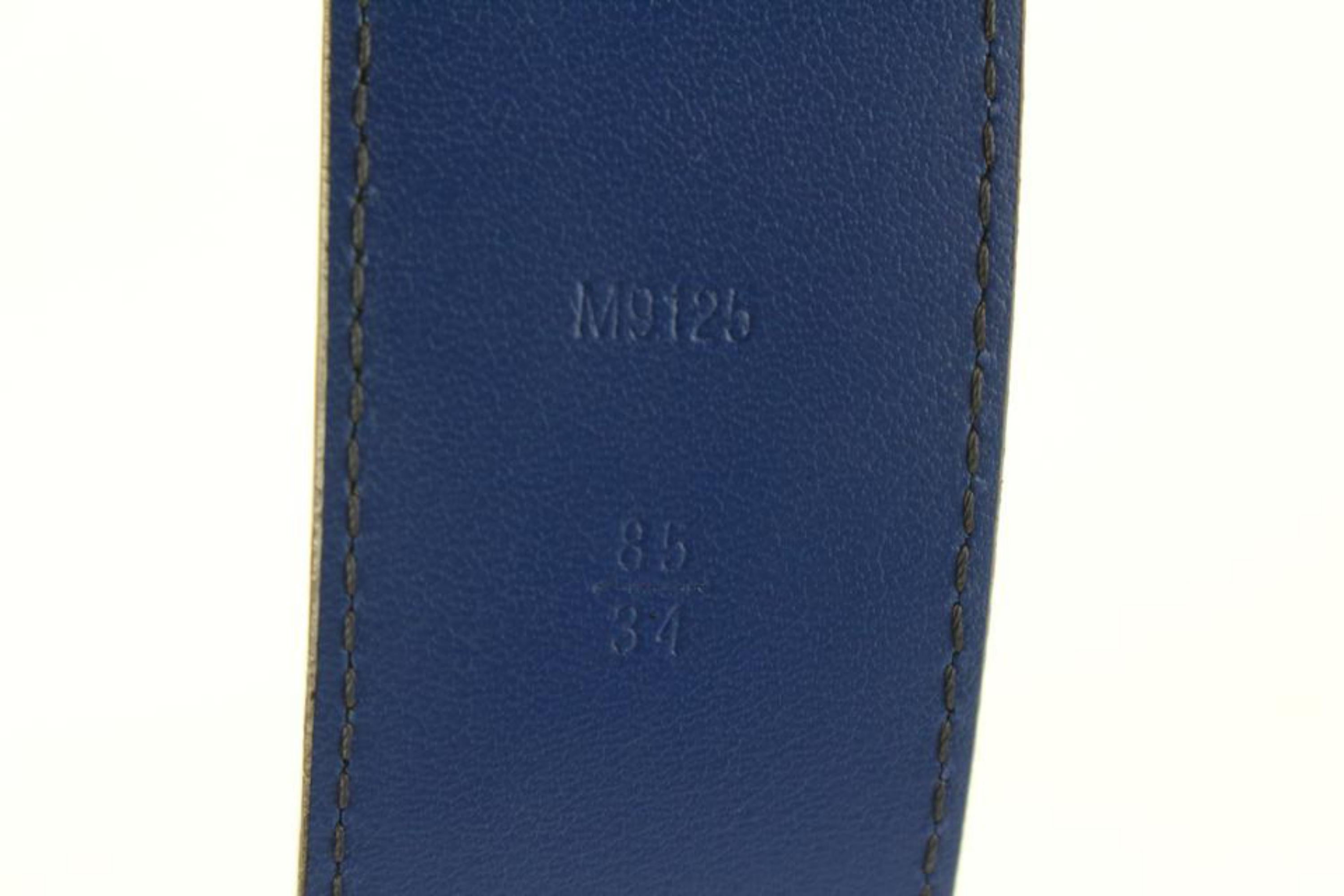 Louis Vuitton Size 85/34 40mm Initials Blue Taurillon Leather  Belt 65lk817s 2