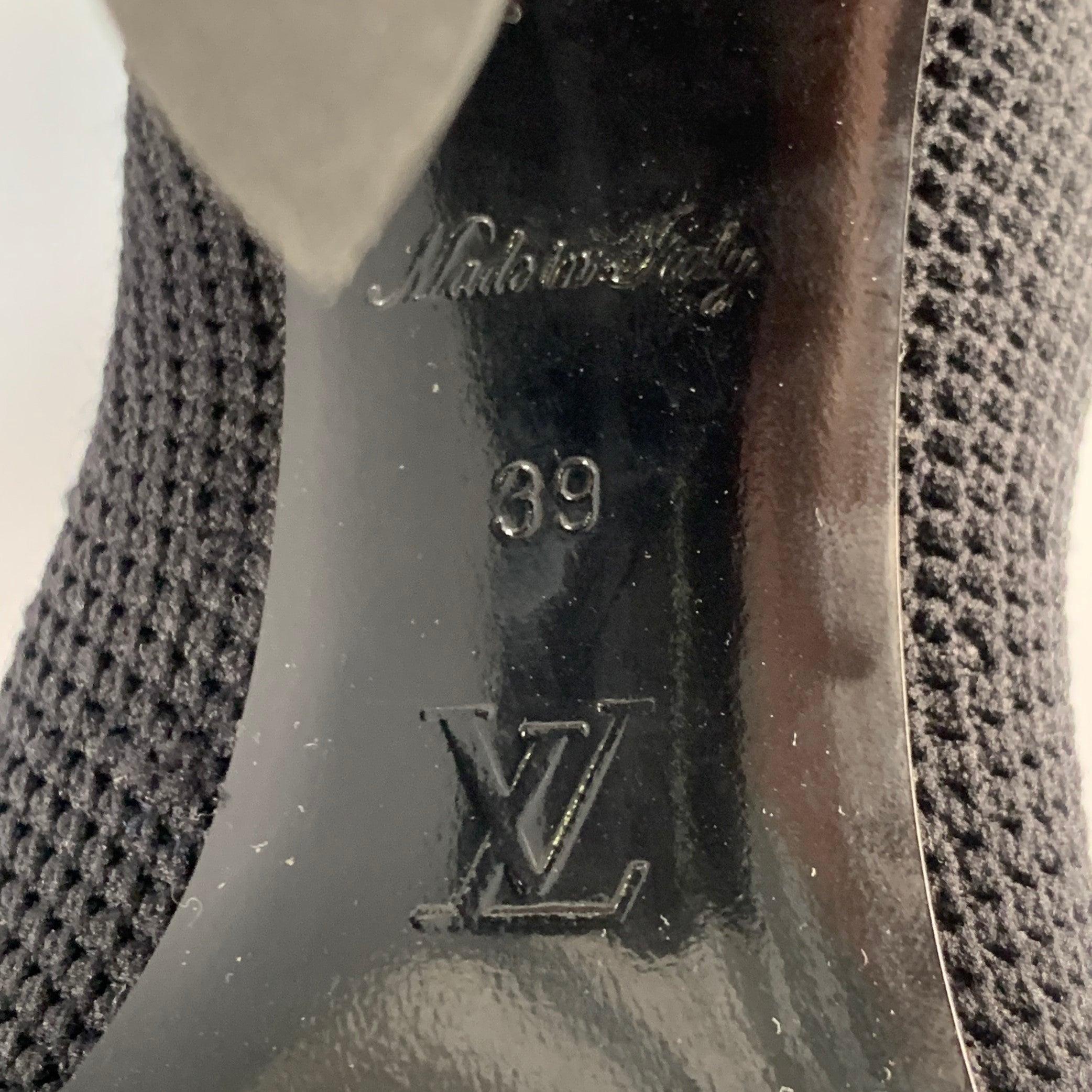 LOUIS VUITTON Size 9 Black Nylon Knit Monogram Chunky Heel Sock Boots For Sale 5