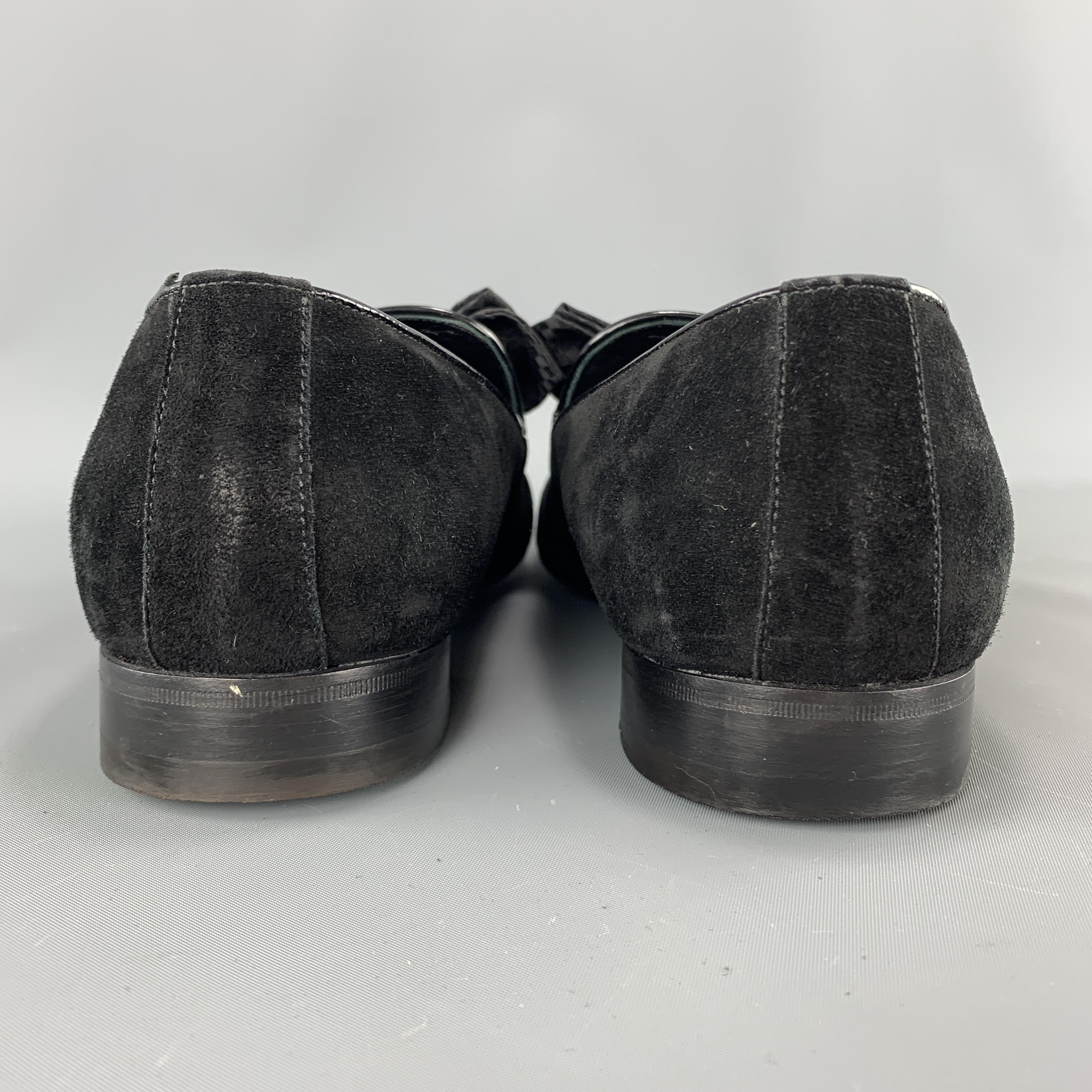 LOUIS VUITTON Size 9 Black Suede Slip On Bow Loafers In Good Condition In San Francisco, CA