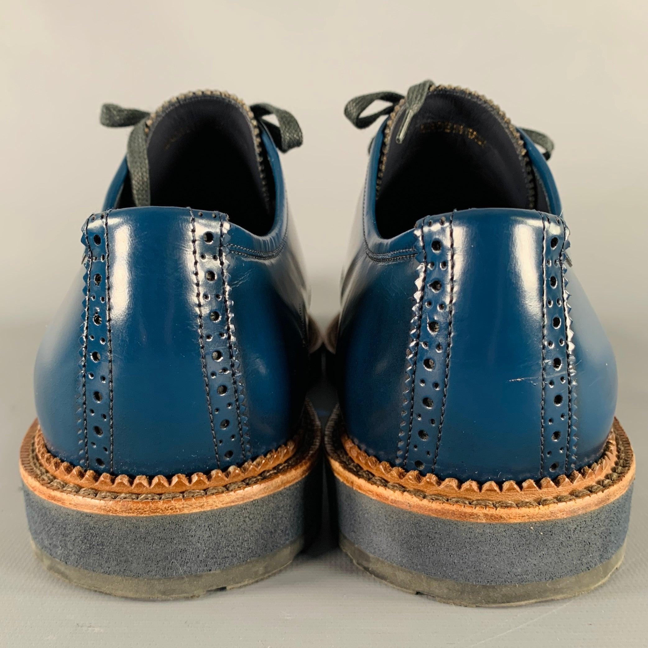LOUIS VUITTON Size 9.5 Royal Blue Perforated Leather Lace-Up Shoes In Good Condition For Sale In San Francisco, CA