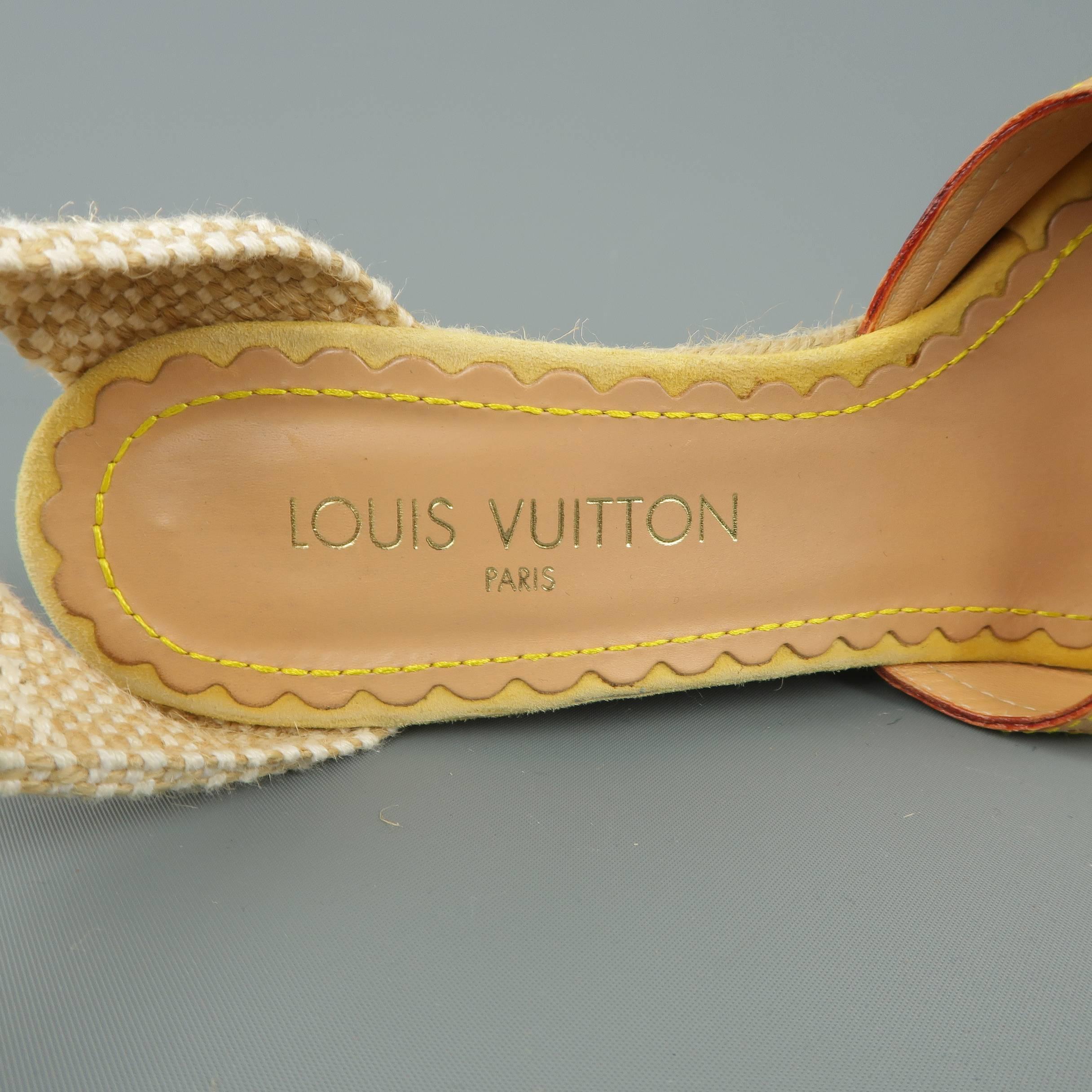 Louis Vuitton Yellow Suede Tied Ankle Strap Espadrille Wedges 4