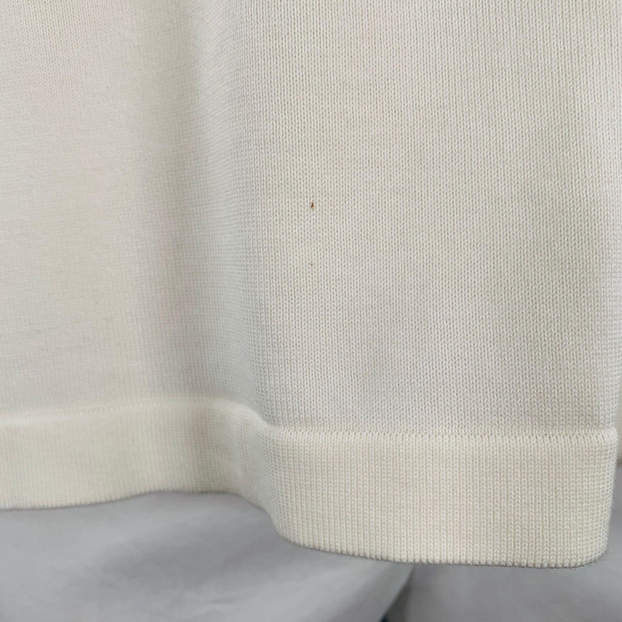 LOUIS VUITTON Size L Beige Knit Cotton Crew Neck T-shirt For Sale 3