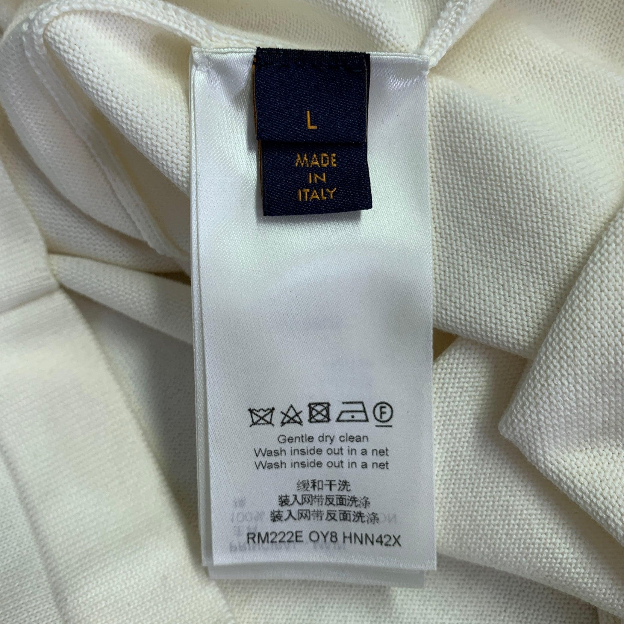 LOUIS VUITTON Size L Beige Knit Cotton Crew Neck T-shirt For Sale 5