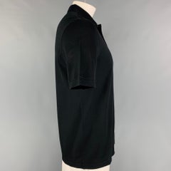 LOUIS VUITTON Size L Black Cotton Buttoned Polo