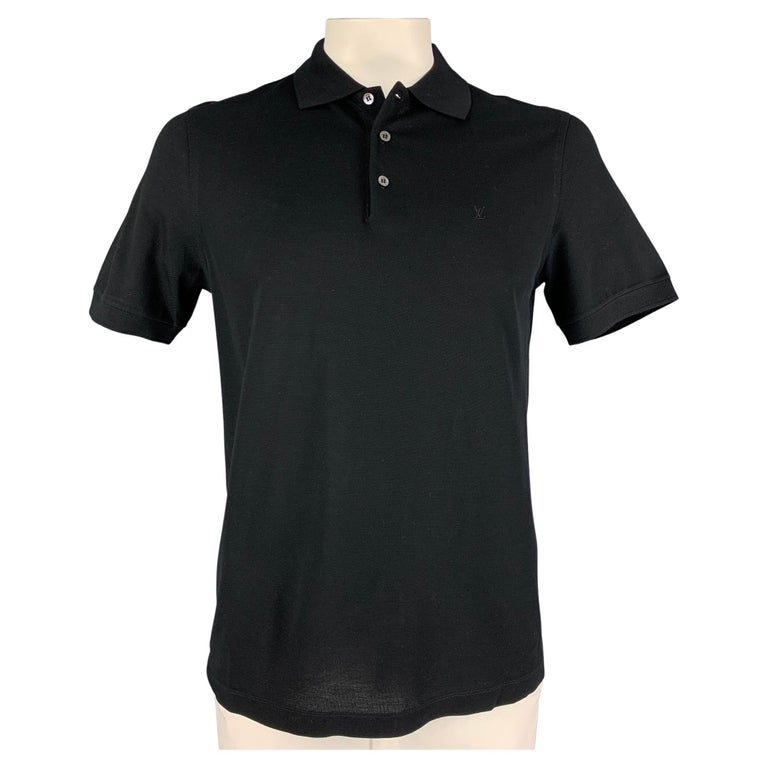 LOUIS VUITTON Size L Black Cotton Buttoned Polo For Sale at 1stDibs