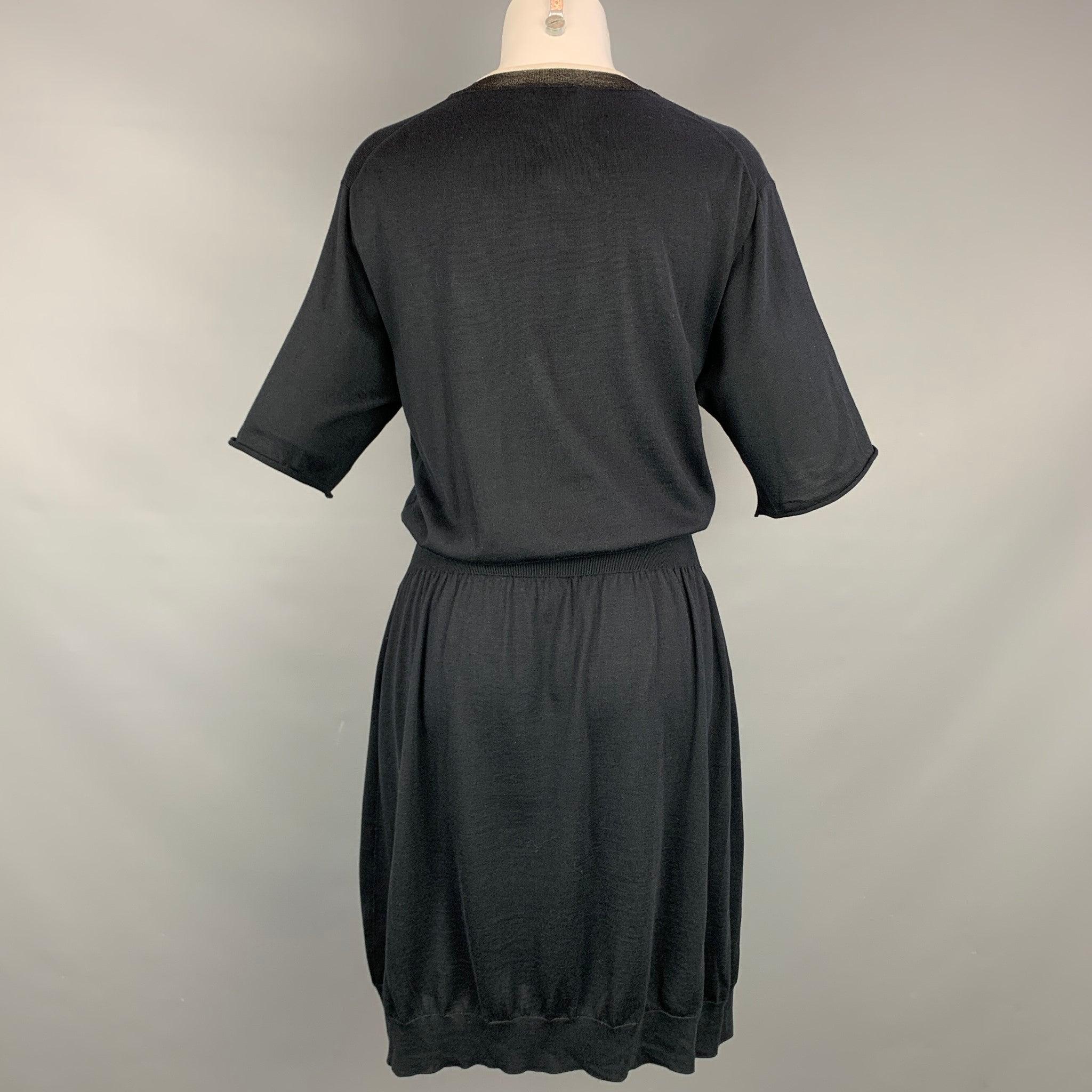 Women's LOUIS VUITTON Size L Black Knitted Silk / Cotton Dress