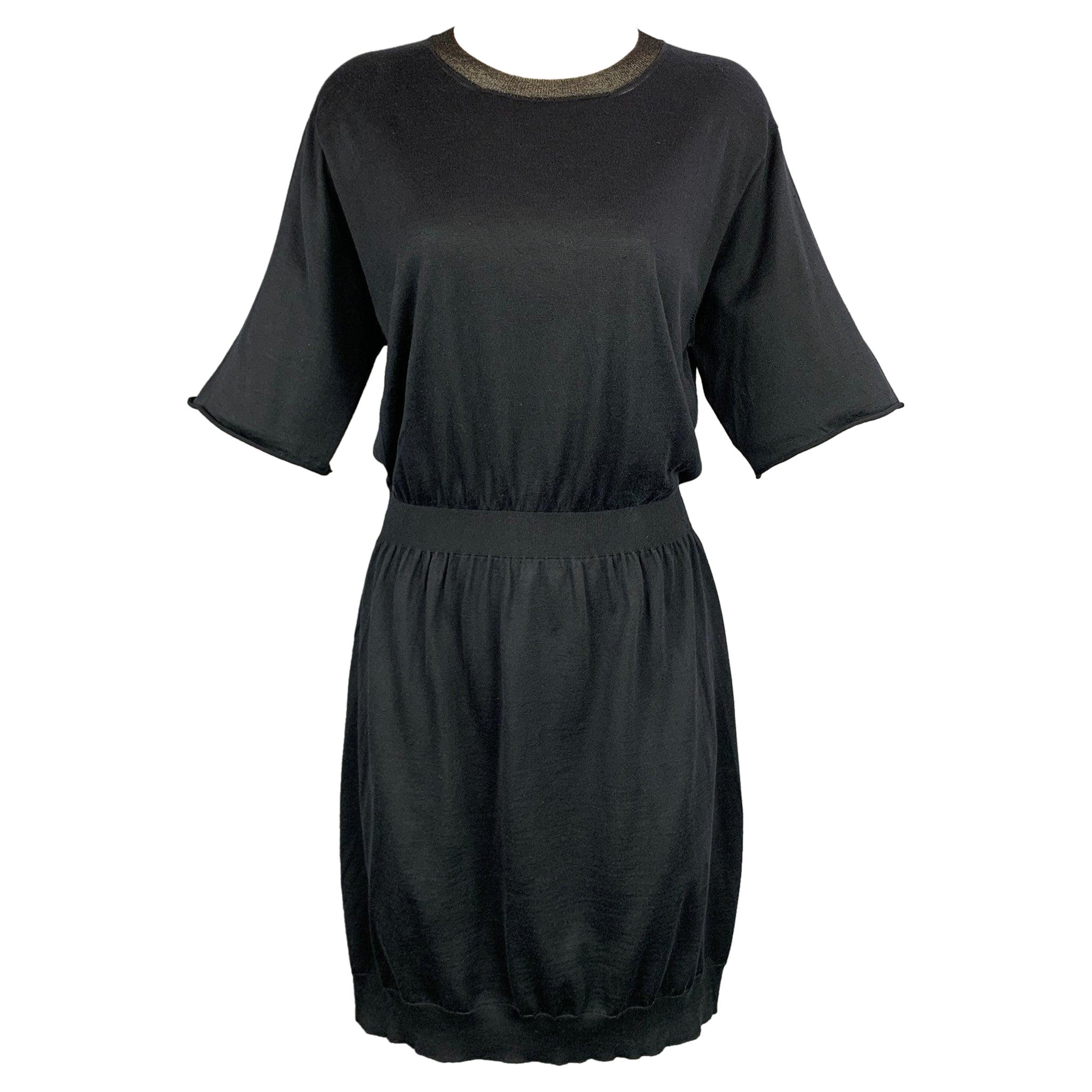 LOUIS VUITTON - Robe en maille de soie/coton noire, taille L