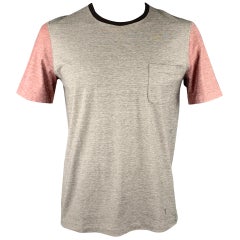 LOUIS VUITTON Size L Gray Color Block Cotton Crew-Neck T-shirt