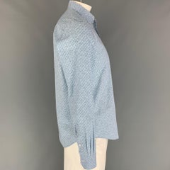 LOUIS VUITTON Size L Light Blue Print Cotton Button Up Long Sleeve Shirt