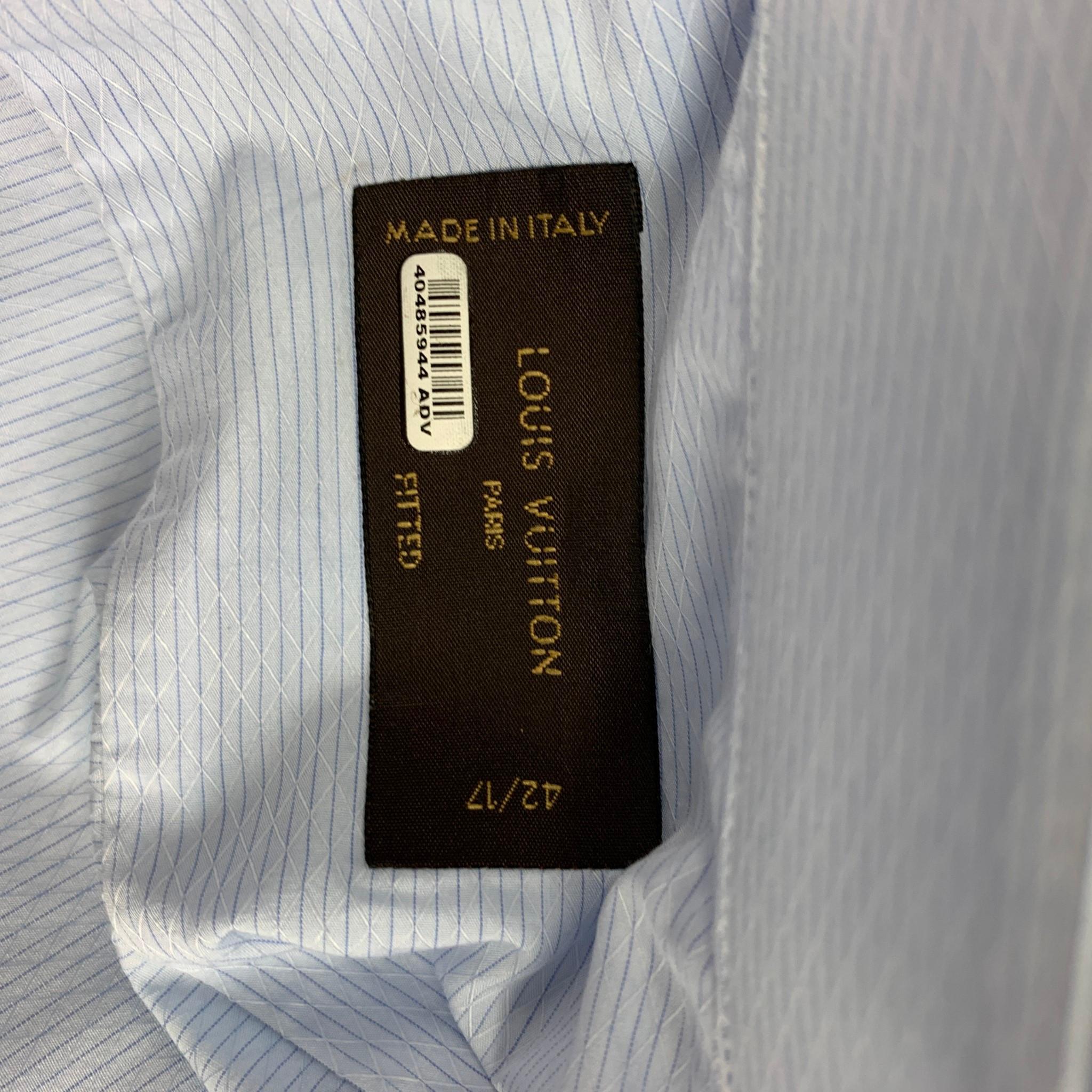 Gray LOUIS VUITTON Size L Light Blue Print Cotton Fitted Long Sleeve Shirt
