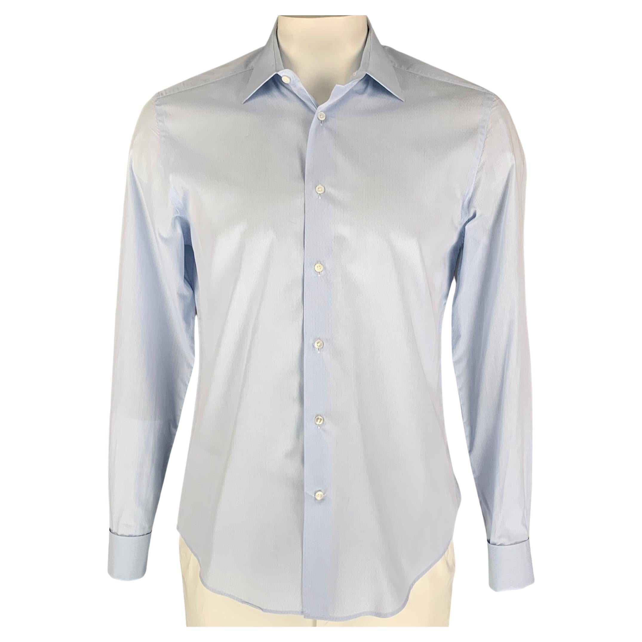 LOUIS VUITTON Size L Light Blue Print Cotton Fitted Long Sleeve Shirt