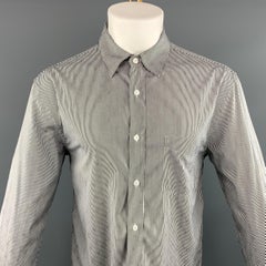 LOUIS VUITTON Size L White & Black Stripe Cotton Button Up Long Sleeve Shirt