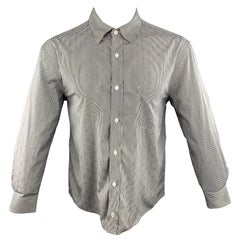 LOUIS VUITTON Size L White & Black Stripe Cotton Button Up Long Sleeve Shirt