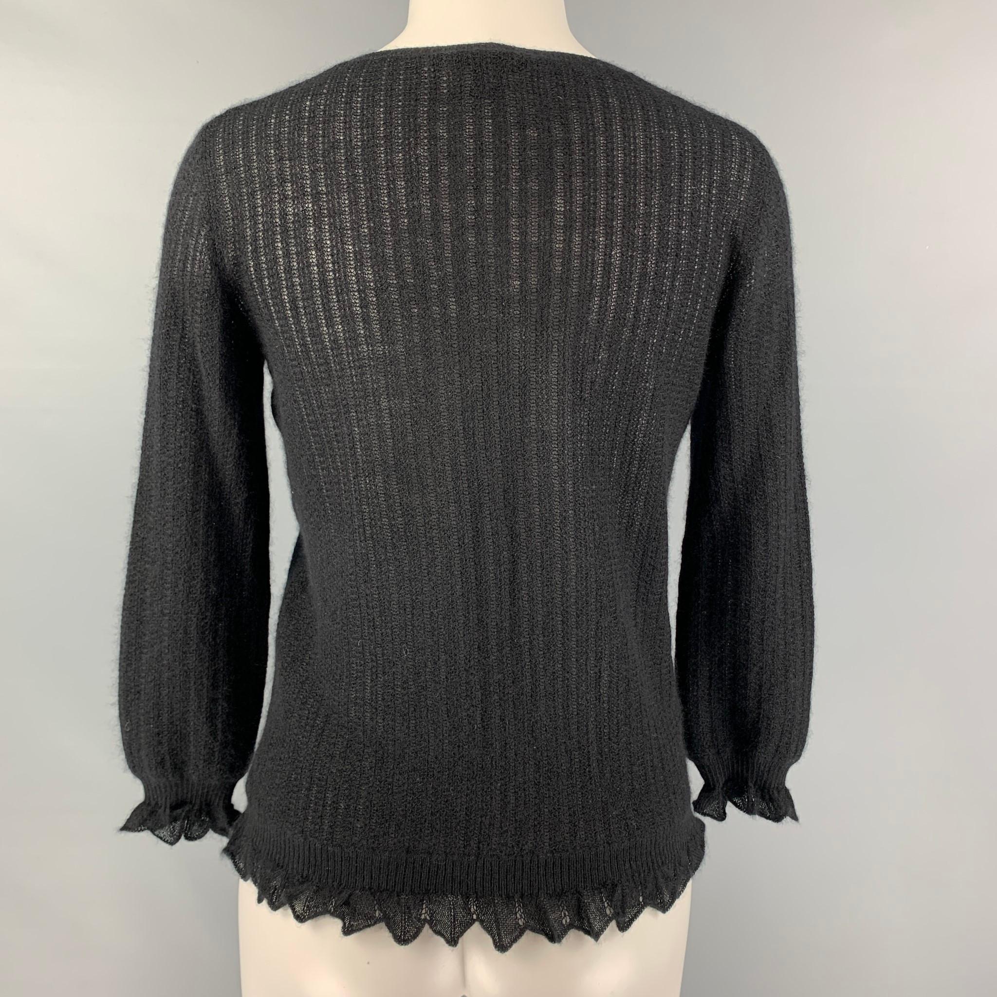 Women's LOUIS VUITTON Size M Black Cashmere 3/4 Sleeves Pullover