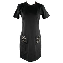 LOUIS VUITTON Size M Black Cotton Knee-Length Dress