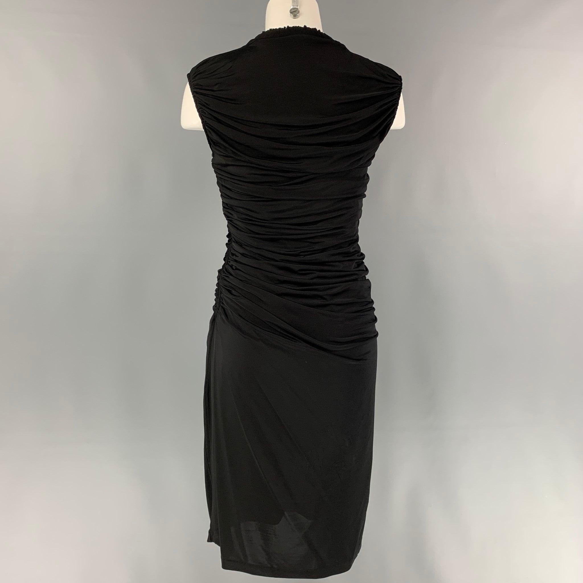 Women's LOUIS VUITTON Size M Black Viscose Ruched Knee-Length Cocktail Dress For Sale