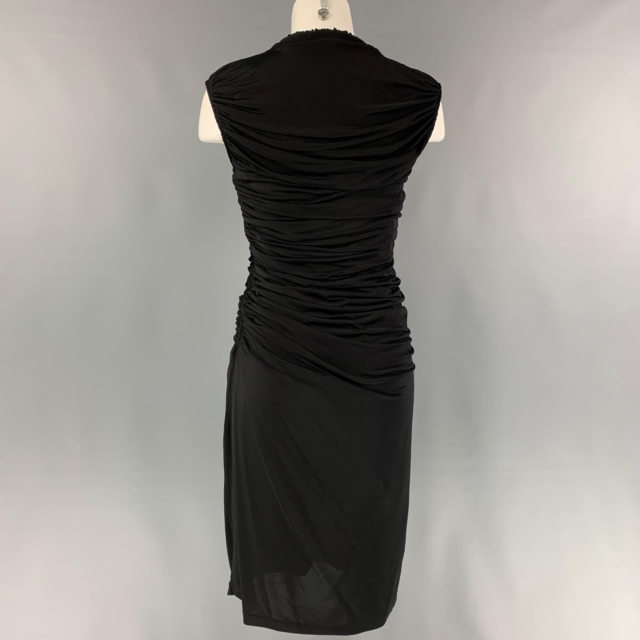 Women's LOUIS VUITTON Size M Black Viscose Ruched Knee-Length Cocktail Dress