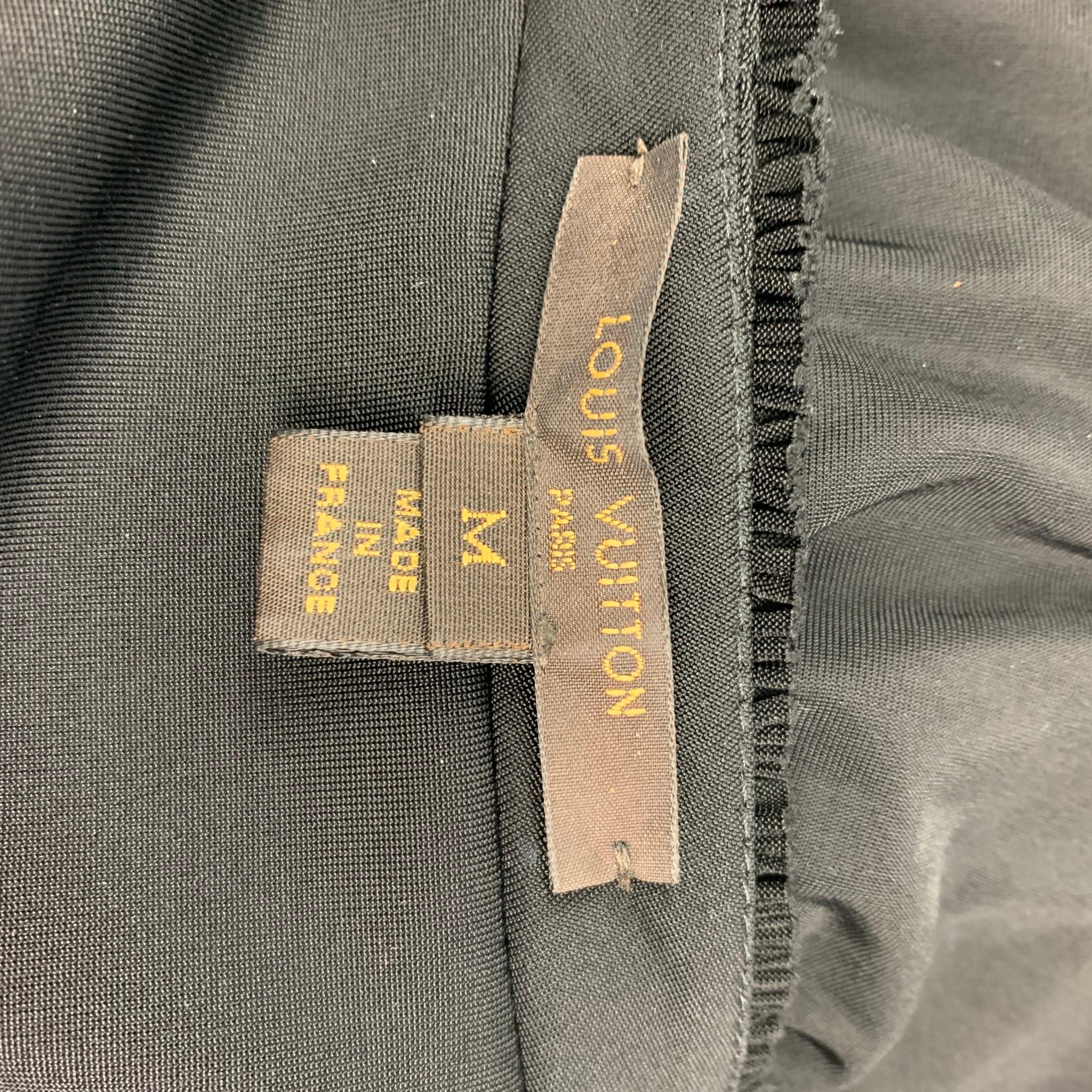 LOUIS VUITTON Talla M Vestido de cóctel negro de viscosa fruncido hasta la rodilla 2
