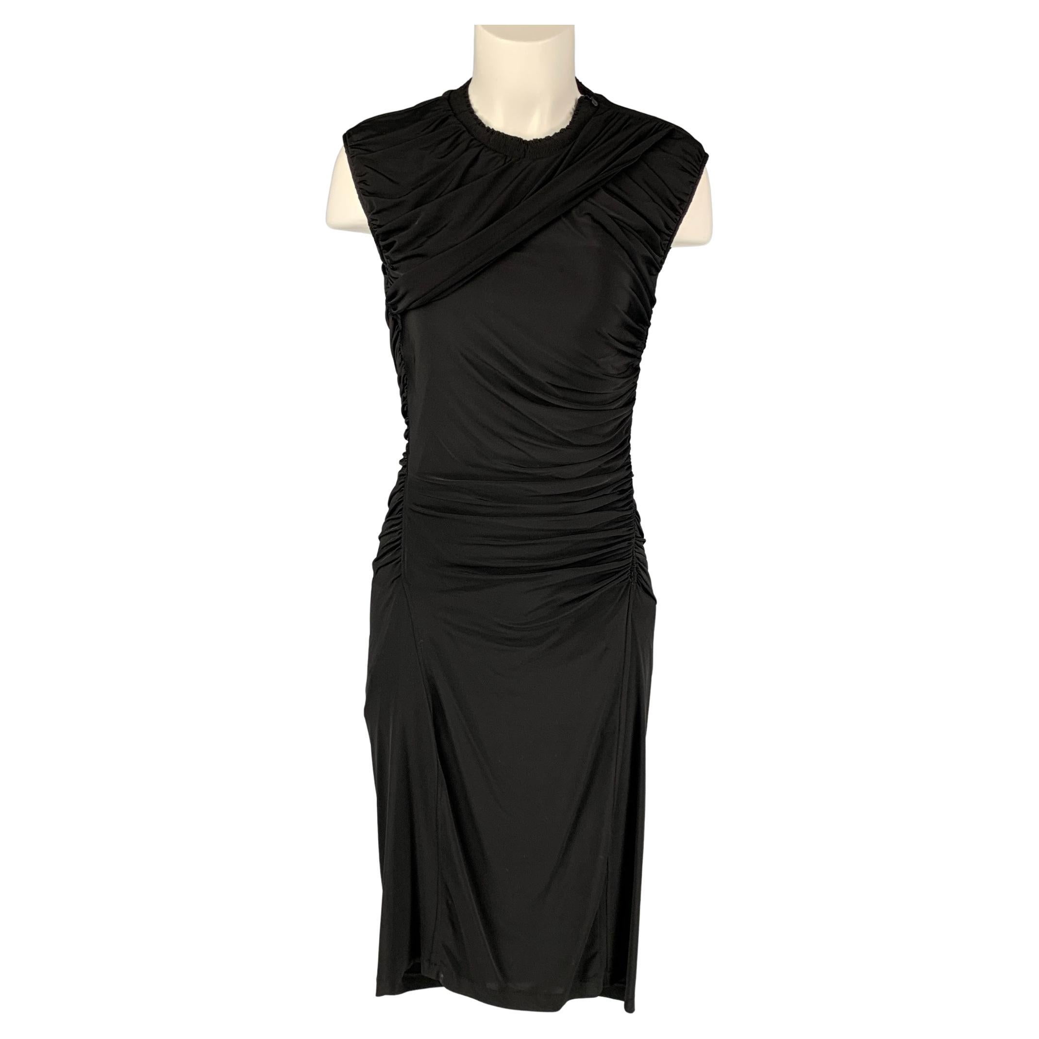 Louis Vuitton Size M Black Viscose Ruched Knee-Length Cocktail Dress