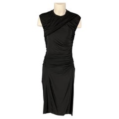 LOUIS VUITTON Talla M Vestido de cóctel negro de viscosa fruncido hasta la rodilla