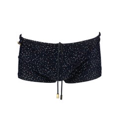 LOUIS VUITTON Size M Black White Print Nylon Drawstring Speedo