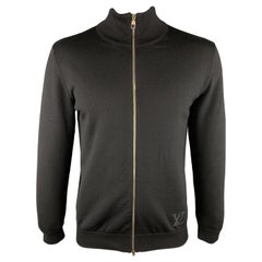 LOUIS VUITTON Size M Black Wool / Silk / Cashmere Zip Up Damier Jacket
