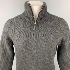 LOUIS VUITTON Size M Charcoal Knit Cashmere / Wool Half Zip Sweater