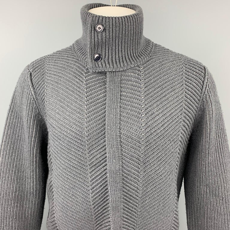 LOUIS VUITTON Size M Gray Knitted Wool Blend Zip Up High Collar Jacket at  1stDibs