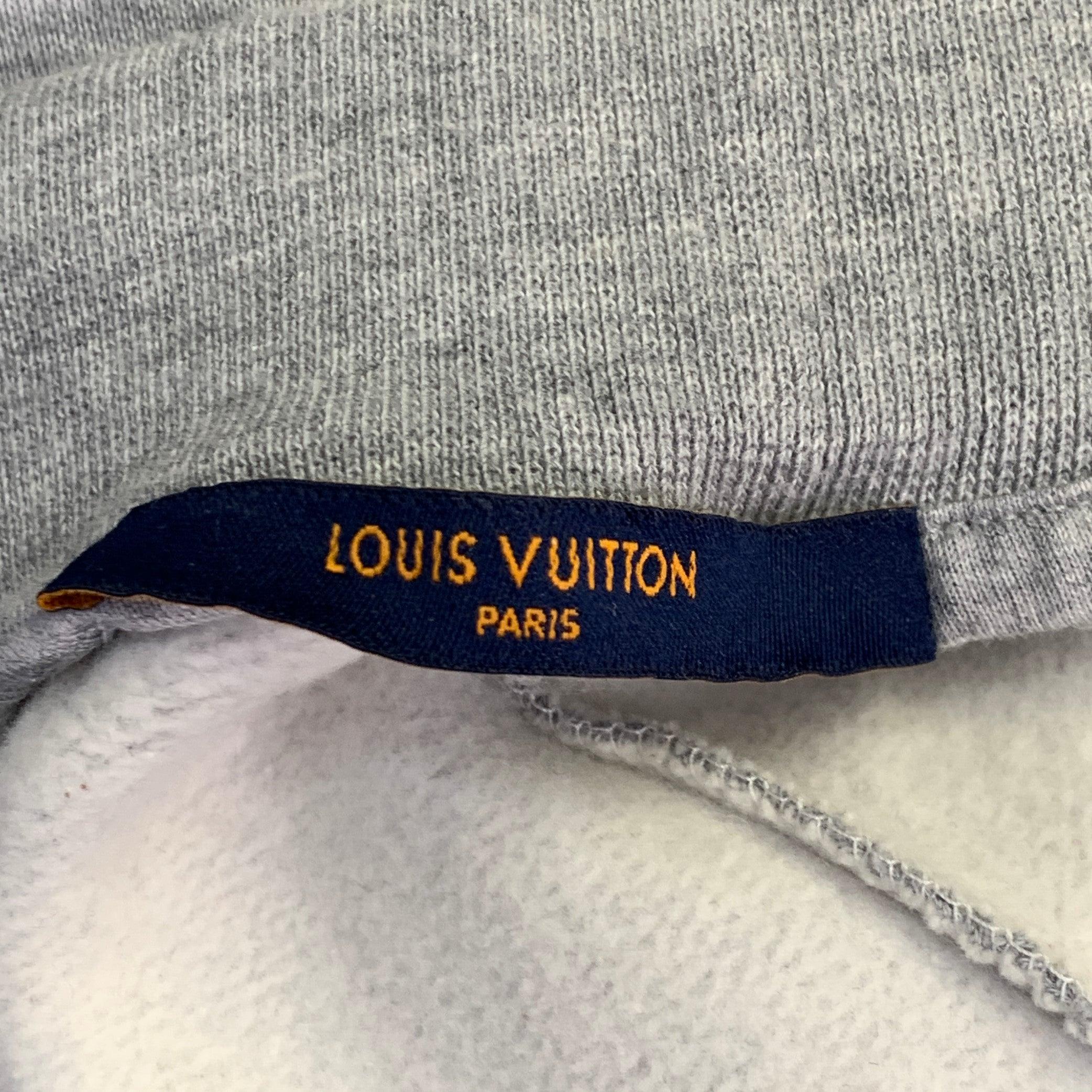 LOUIS VUITTON Talla M Gris jaspeado Negro Logotipo Graffiti Pantalones de chándal de algodón Pantalones casuales en venta 1