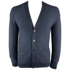 LOUIS VUITTON Size M Knitted Navy Cotton Buttoned Cardigan Sweater