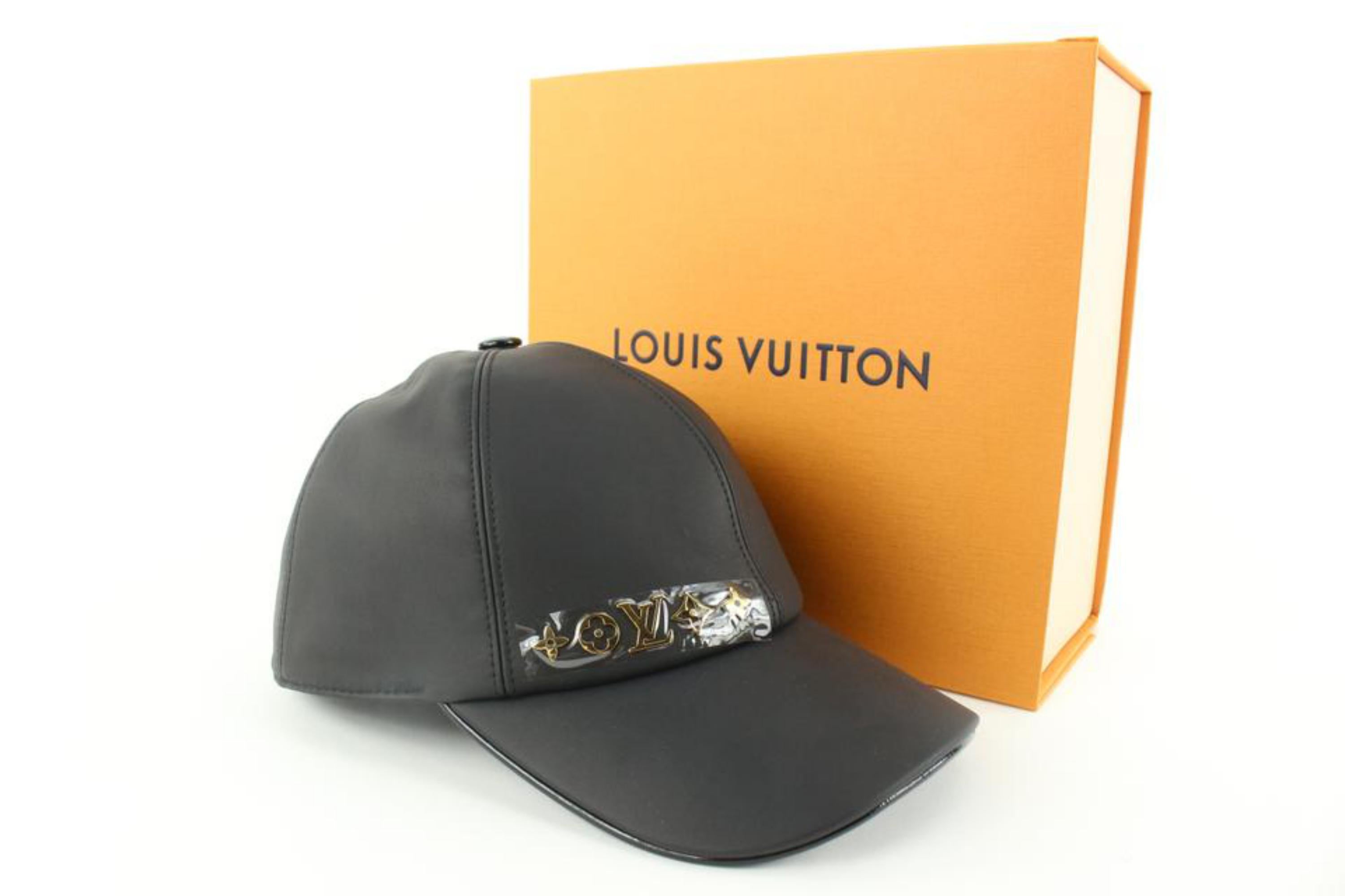 Louis Vuitton Size Medium Black Leather 5 Flower Baseball Cap Hat S125L 5