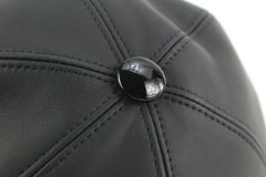 Louis Vuitton Größe Medium Schwarze Baseballmütze aus Leder mit 5 Blumen S125L