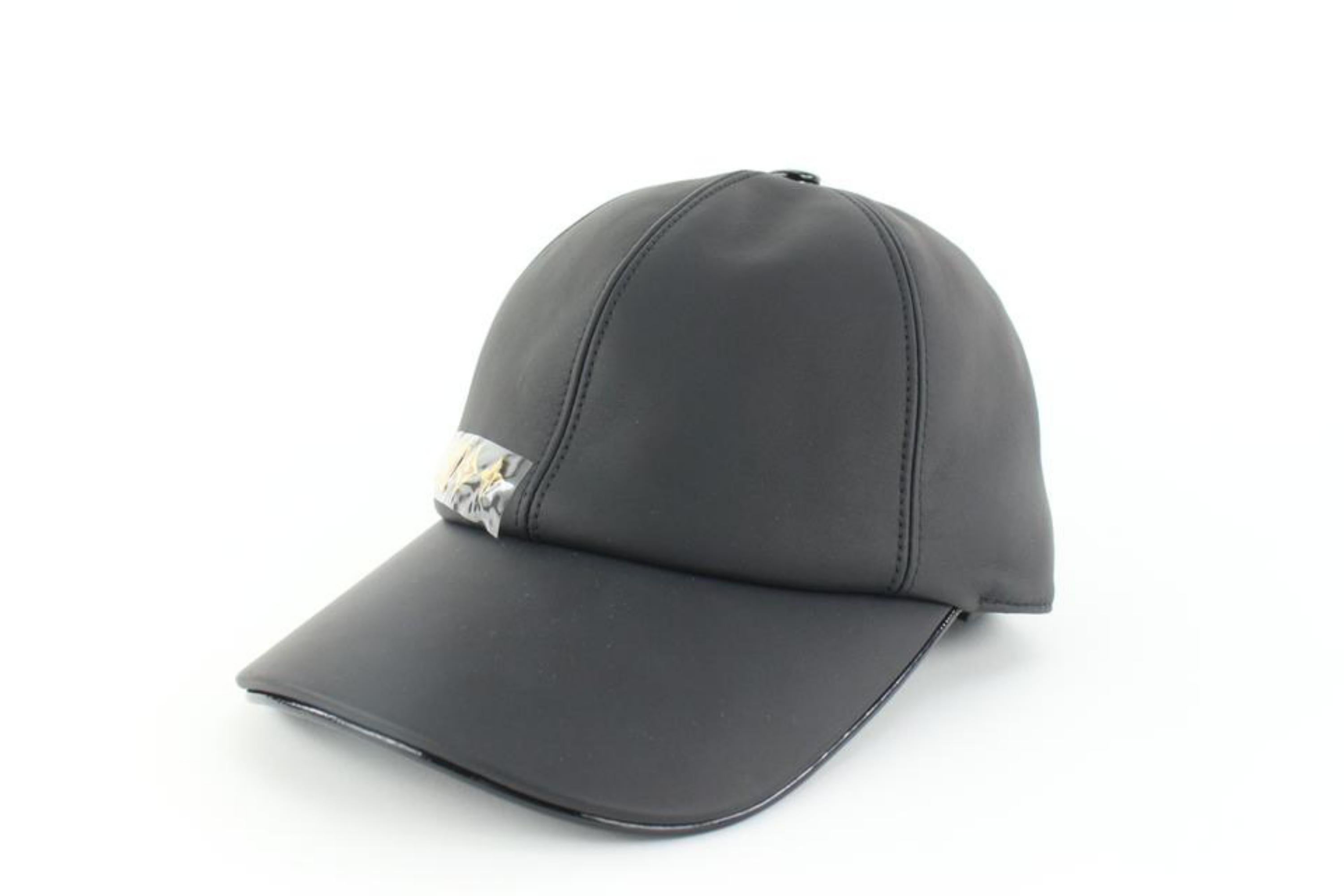 Men's Louis Vuitton Size Medium Black Leather 5 Flower Baseball Cap Hat S125L