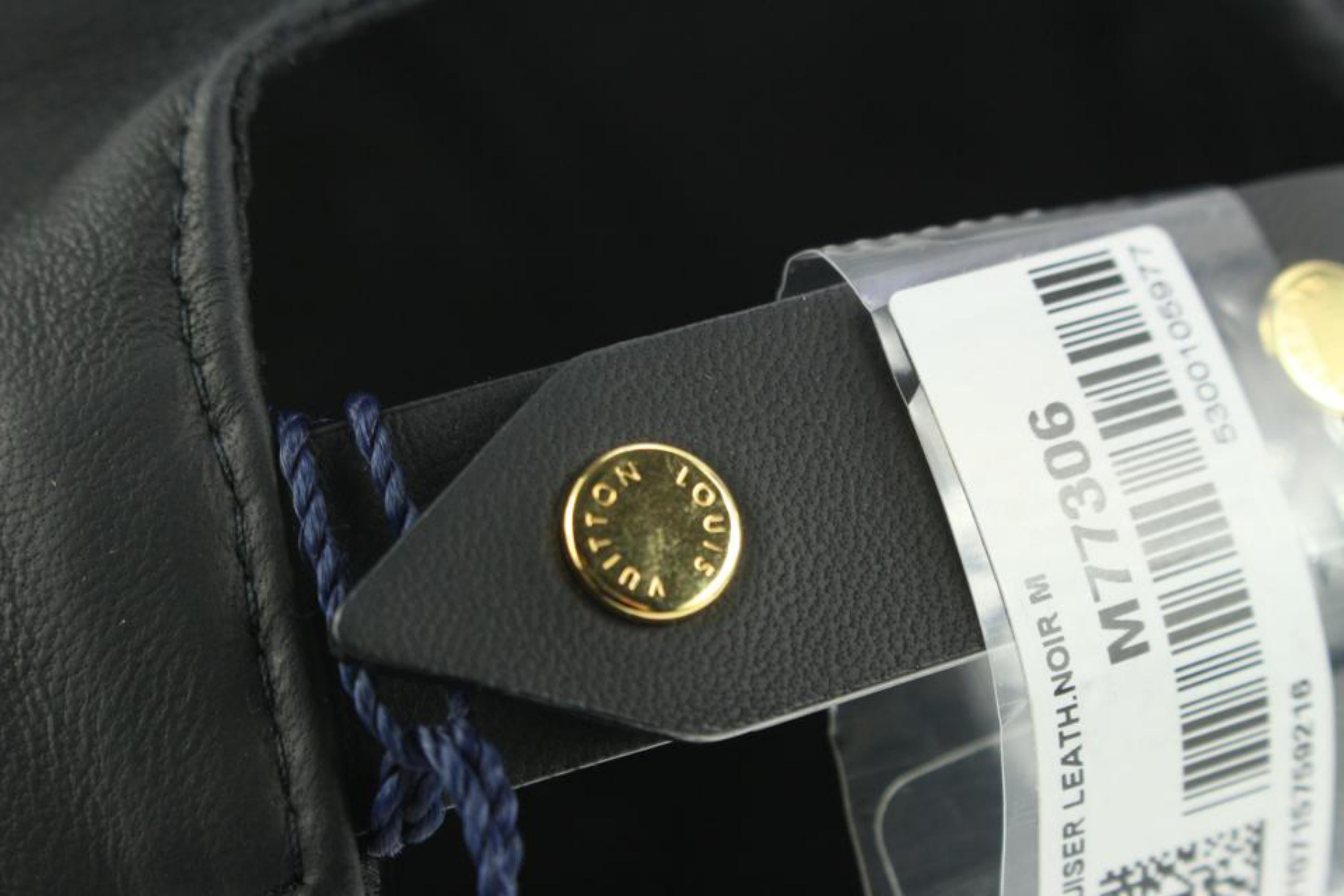 Louis Vuitton Size Medium Black Leather Monogram 5 Flower Baseball Cap Hat 1231l 4