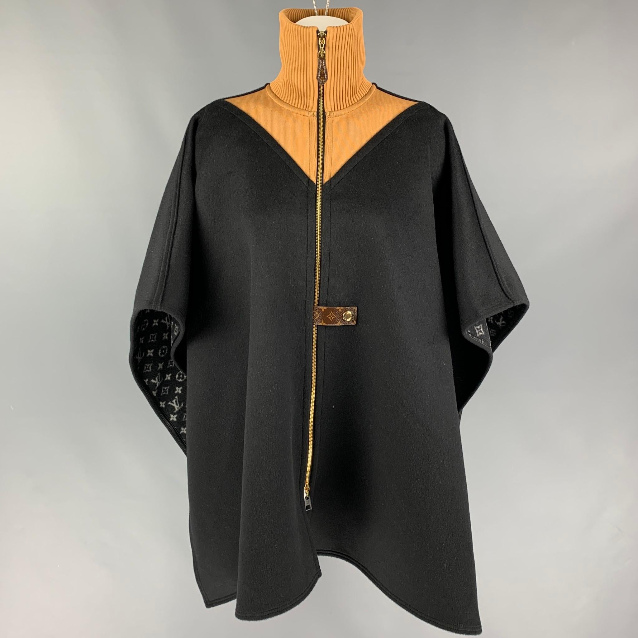 Louis Vuitton RARE Cape Poncho Coat W/Leather Braided Tassels 100%-Cashmere  FR40