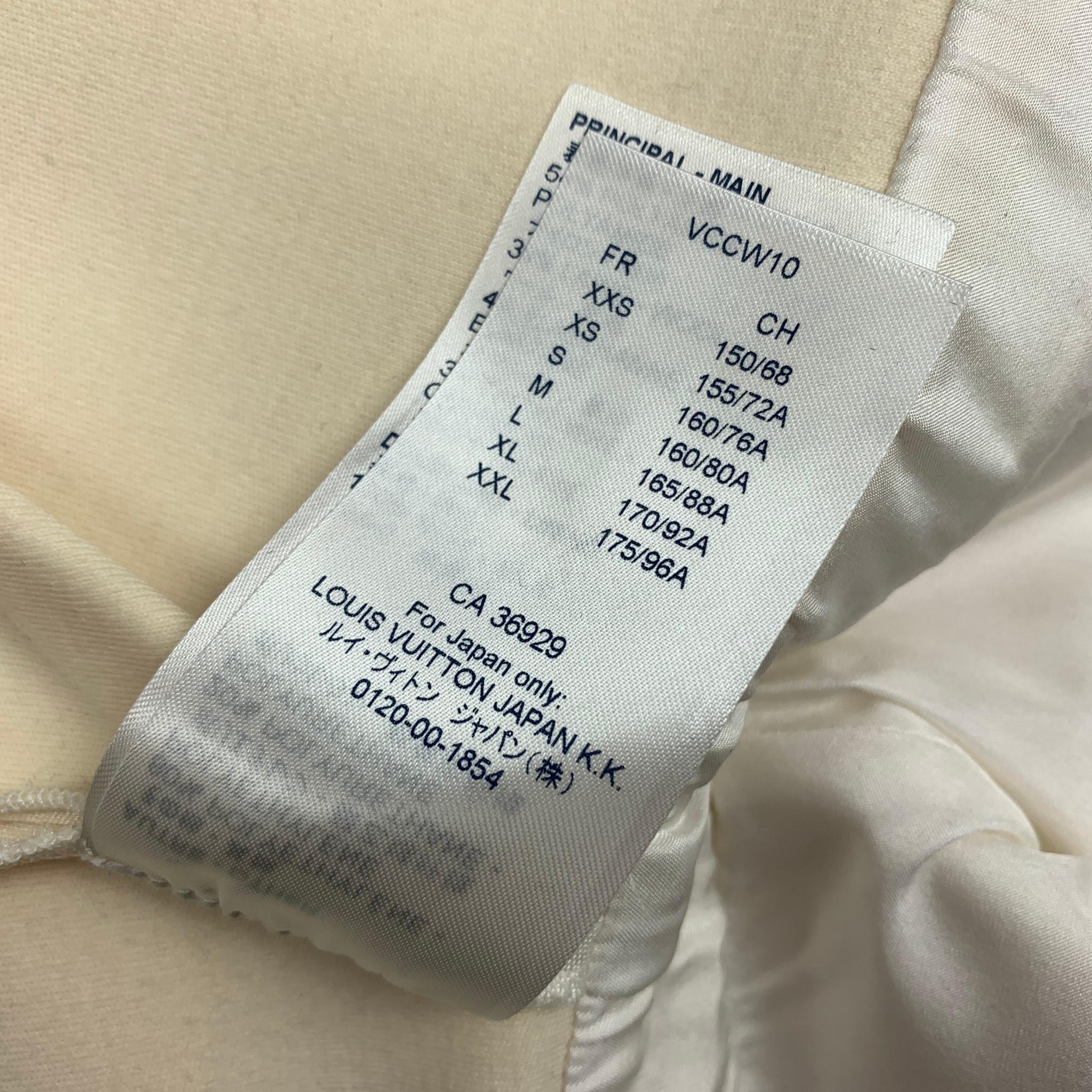 LOUIS VUITTON Talla S Beige Crudo Mezcla de Lana Vestido de Cóctel Ajustado con Volantes 1