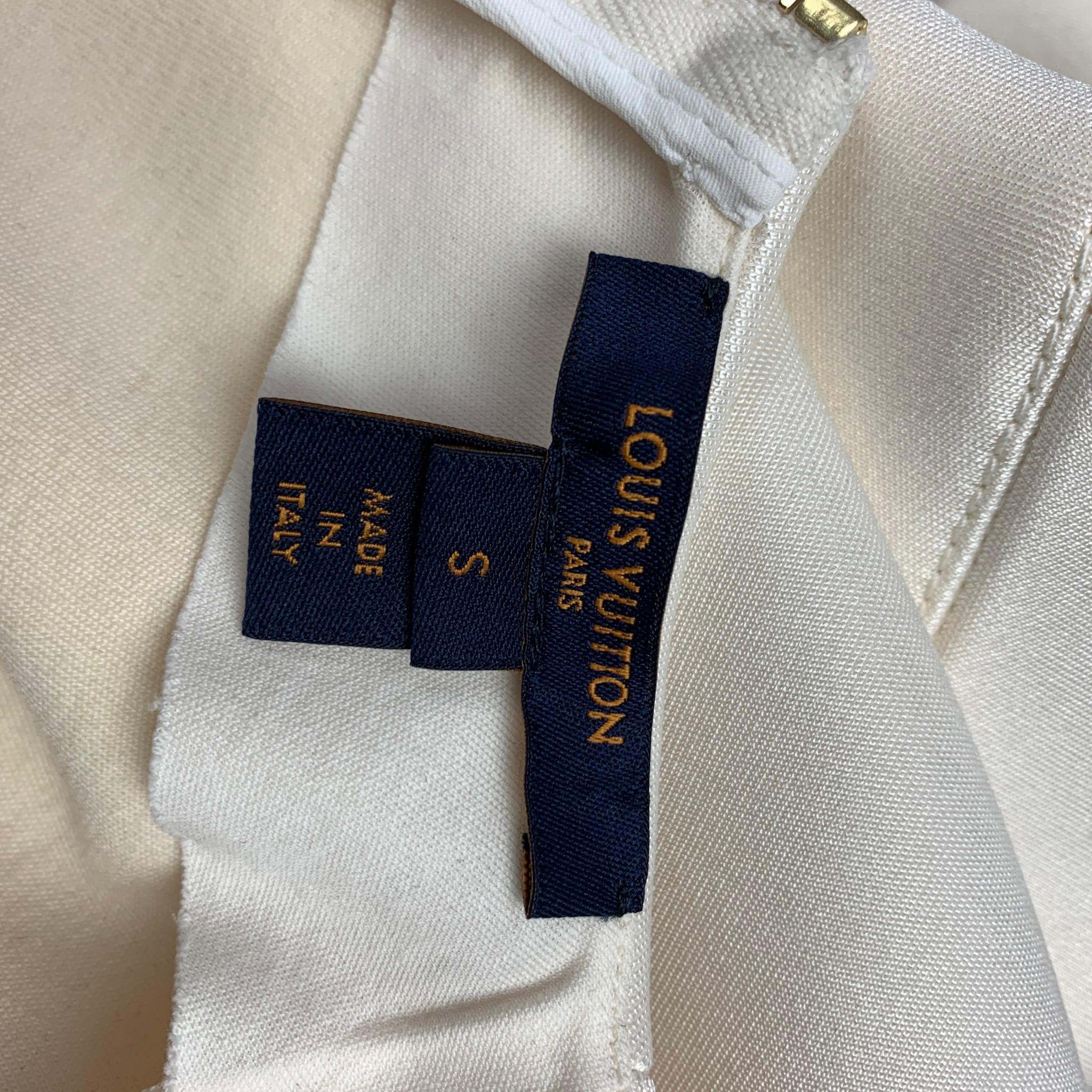 LOUIS VUITTON Talla S Beige Crudo Mezcla de Lana Vestido de Cóctel Ajustado con Volantes 3