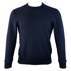 LOUIS VUITTON Size S Damier Signature Navy Checkered Wool Crew Neck Sweater