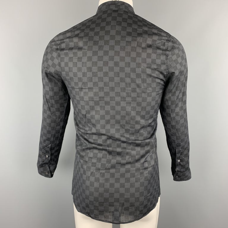 Men's Louis Vuitton Uniform Cotton Long Sleeve Button Up Black Shirt Size  41
