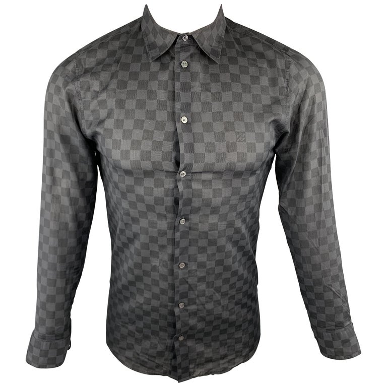 LOUIS VUITTON Size S Grey and Black Damier Cotton Button Up Long Sleeve  Shirt at 1stDibs  louis vuitton long sleeve shirt, long sleeve louis  vuitton shirt, louis vuitton black button shirt