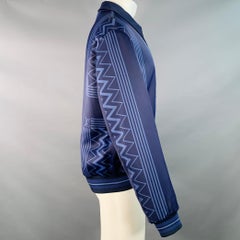 LOUIS VUITTON Size S Karakoram Souvenir Navy Blue Geometric Viscose Snaps Jacket